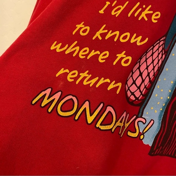 Vintage Maxine Comic Graphic Mondays Red V Neck Sweatshirt - Picture 4 of 11
